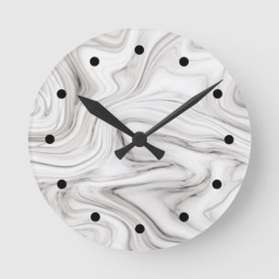 Grey Tone Marble Style Digital Art Pattern Round Clock