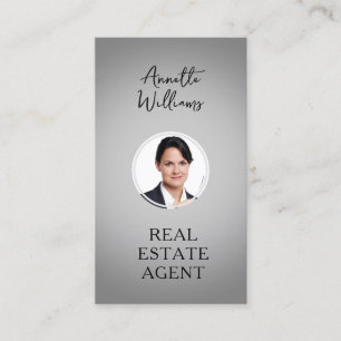 Grey tone portrait photo realtor business card