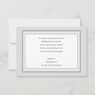 Grey Tone Sympathy Thank You Card