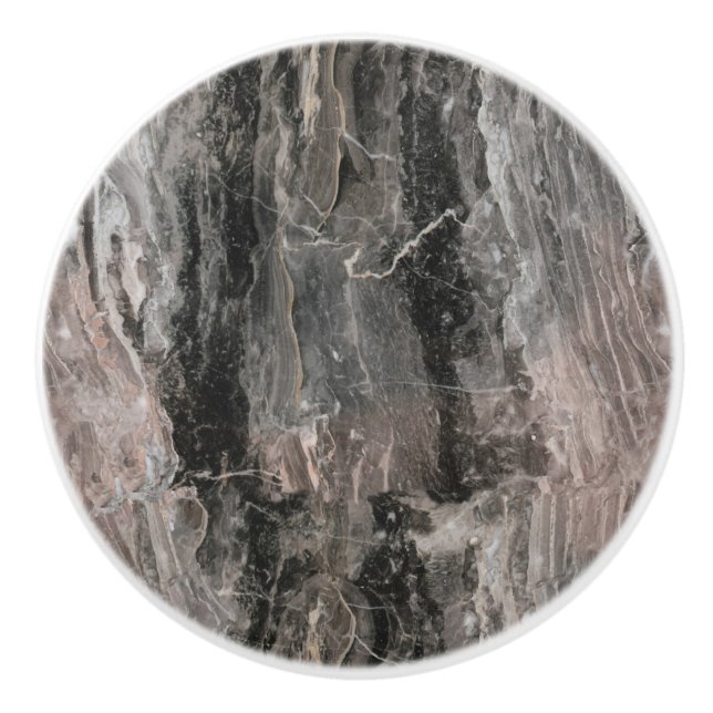 Grey Tones And Black Marble Stone Texture Ceramic Knob (Front)