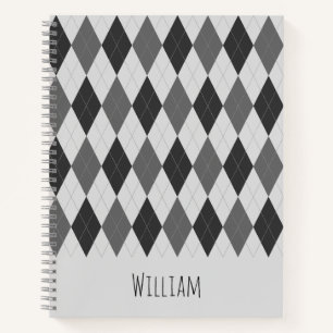 Grey Tones Argyle Pattern Notebook