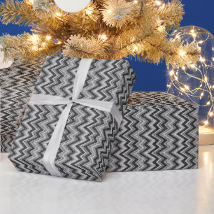 Grey Tones Faux Glitter Chevron Zigzag Pattern Wrapping Paper