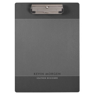 Grey Tones Faux Leather Clipboard