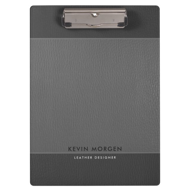 Grey Tones Faux Leather Clipboard (Front)