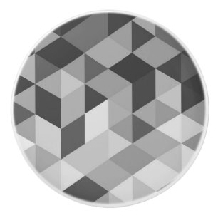 Grey Tones Geometric Shapes Ceramic Knob