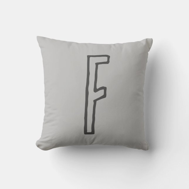 Grey Tones Initial Letter Monogrammed Plain Cushion (Front)