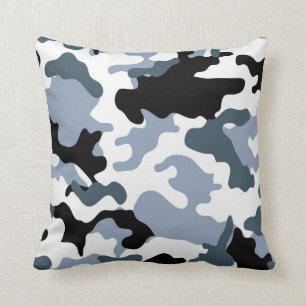 Grey Tones Military Camo Throw Pillow