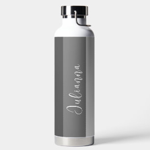 Grey Tones Modern Stripes with Name Water Bottle