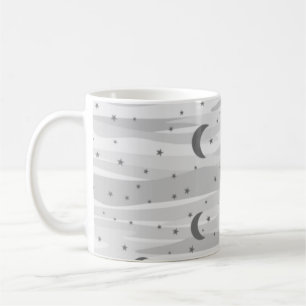 Grey Tones Night Sky - Moon & Stars Coffee Mug