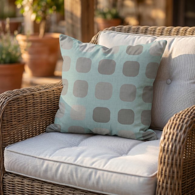 Grey Tones Round Squares Pattern On Light Teal Cushion (Creator Uploaded)