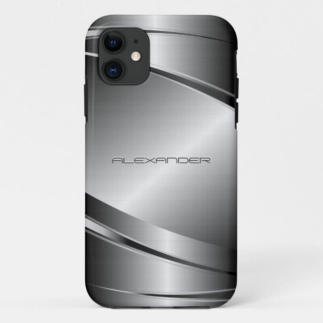 Grey Tones Stainless Steel Metalli Look- Monogram Case-Mate iPhone Case (Back)