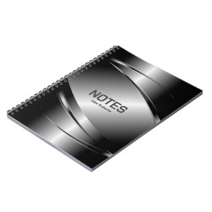 Grey Tones Stainless Steel Metallic Look- Monogram Notebook