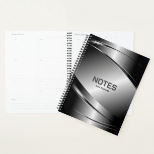 Grey Tones Stainless Steel Metallic Look- Monogram Planner