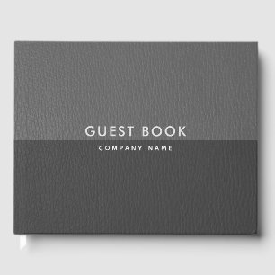 Grey tones vintage faux leather guest book