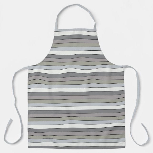 Grey Tones With Black Stripes On Watercolor Paper Apron (Front)
