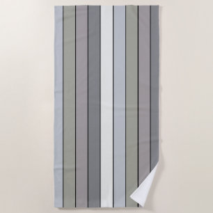 Grey Tones With Black Stripes On Watercolor Paper Beach Towel