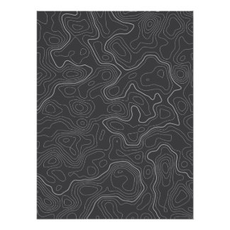 Grey Topographical Map Wall Poster