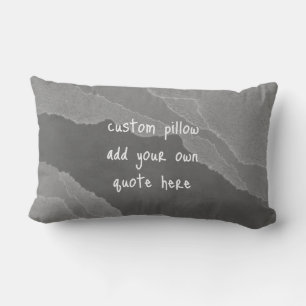 grey torn paper design add your own text lumbar cushion