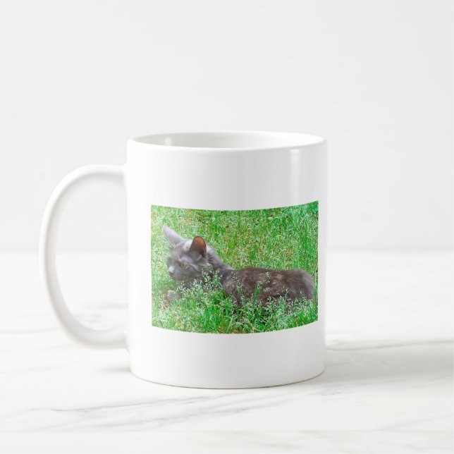 Grey Tortie Cat Coffee Mug (Left)