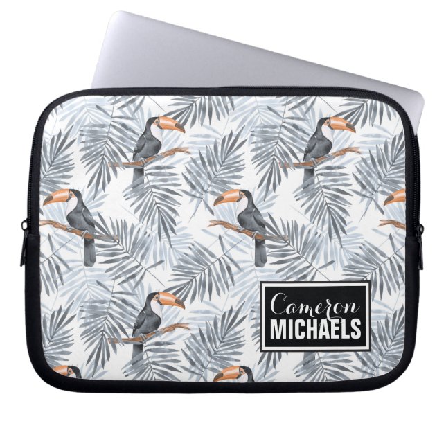 Grey Toucan | Add Your Name Laptop Sleeve (Front)