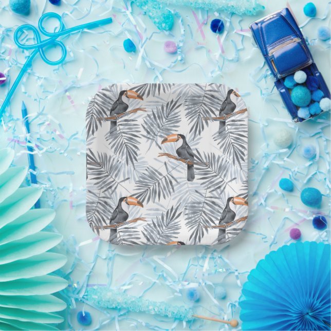 Grey Toucan Paper Plate (Party)