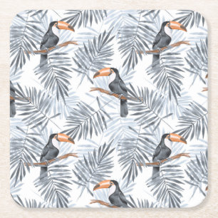 Grey Toucan Square Paper Coaster
