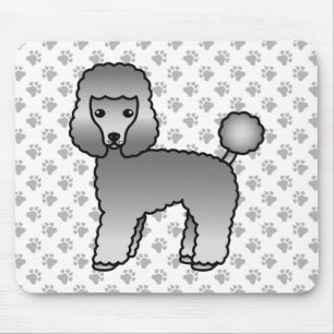 Grey Toy Poodle Cute Cartoon Dog Mouse Pad