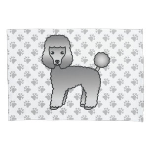Grey Toy Poodle Cute Cartoon Dog Pillowcase