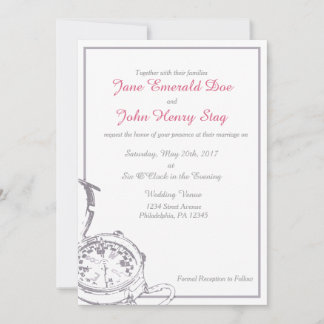 Grey Travel Compass Wedding Invitation