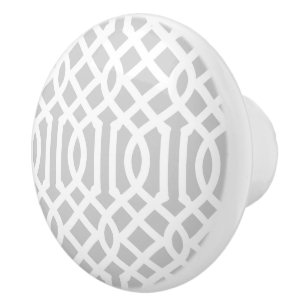 Grey Trellis Ceramic Knob