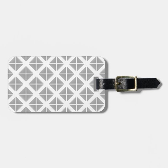 Grey Trendy Triangle Pattern Luggage Tag (Front Horizontal)
