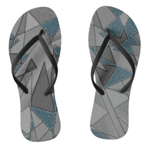 Grey triangle cutouts with rough dark blue pieces thongs