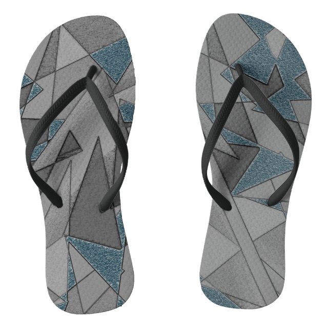 Grey triangle cutouts with rough dark blue pieces thongs (Footbed)