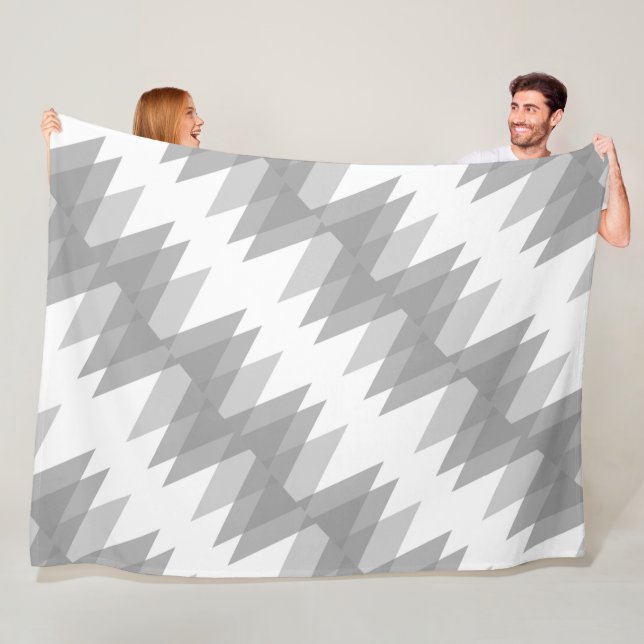 Grey triangles fleece blanket (In Situ)