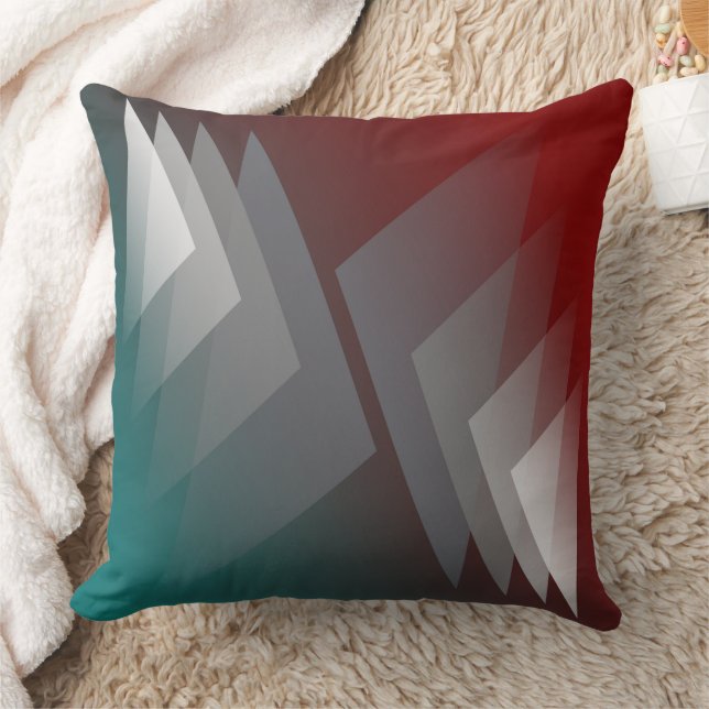 Grey triangles on teal burgundy cushion (Blanket)