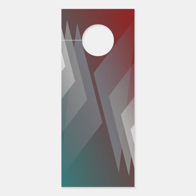 Grey triangles on teal burgundy door hanger (Front)