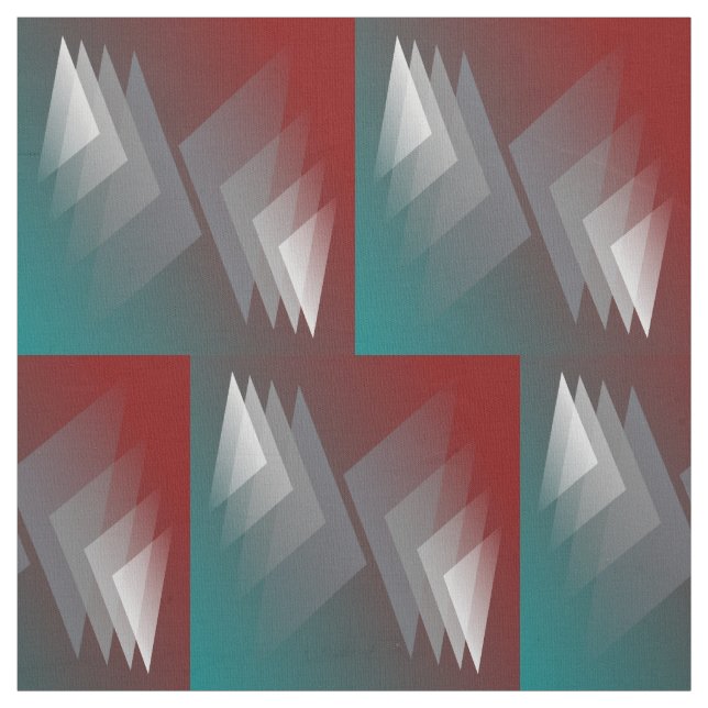 Grey triangles on teal burgundy fabric (Swatch)