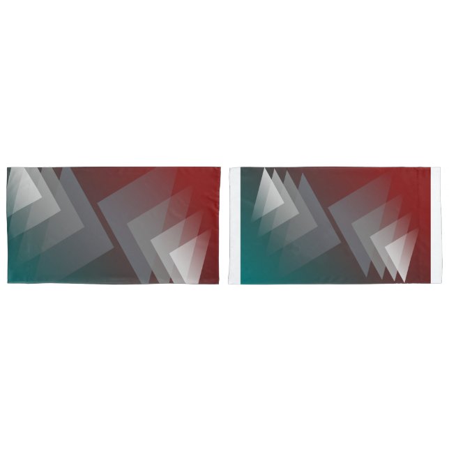 Grey triangles on teal burgundy pillowcase (Front-Set)