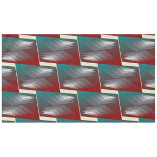 Grey triangles on teal burgundy tablecloth