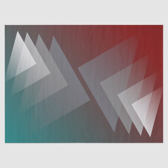 Grey triangles on teal burgundy tissue paper (Front)