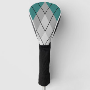 Grey triangles on turquoise background golf head cover
