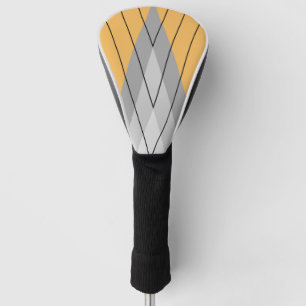 Grey triangles on yellow background golf head cover
