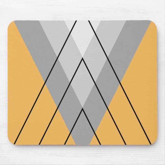 Grey triangles on yellow background mouse pad (Front)