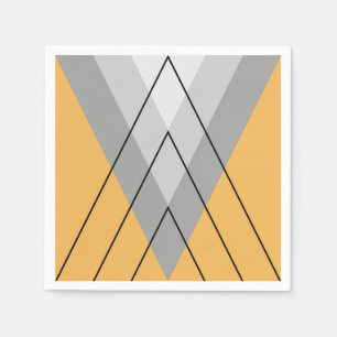 Grey triangles on yellow background napkin