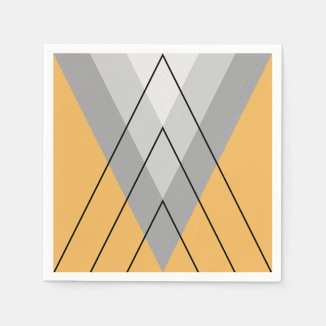 Grey triangles on yellow background napkin (Front)