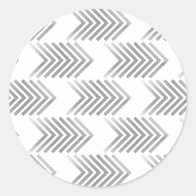 Grey Tribal Arrow Pattern Classic Round Sticker (Front)