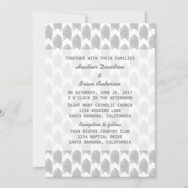 Grey Tribal Arrows Wedding Invite (Front)