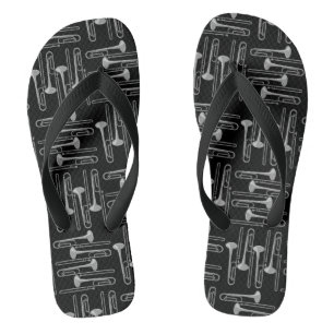 Grey Trombone Crosshatch Black Pattern Thongs