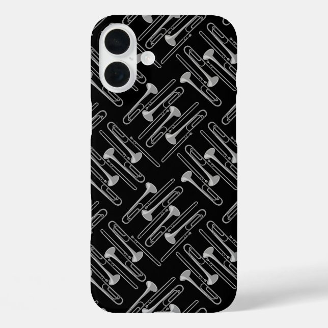 Grey Trombone Crosshatch Case-Mate iPhone Case (Back)
