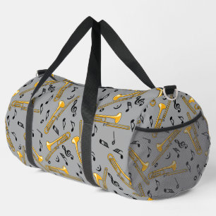 Grey Trombone Crosshatch Pattern Duffle Bag
